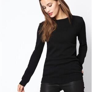 CUYANA Wool Cashmere Slim Crewneck Sweater Black Sz XS {X52}